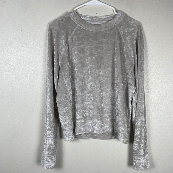 lululemon athletica Tops - Lululemon Perfectly Oversized Crew Pullover Crushed Velvet Silver Champagne